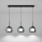 Suspension de cuisine moderne en verre à 3 lumières, hauteur réglable