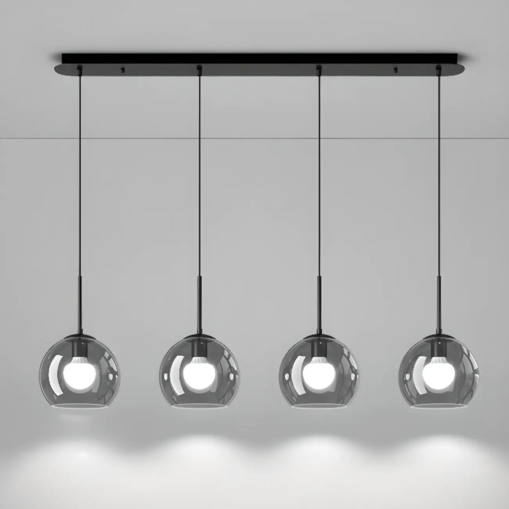 Suspension de cuisine moderne en verre à 3 lumières, hauteur réglable