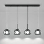 Suspension de cuisine moderne en verre à 3 lumières, hauteur réglable