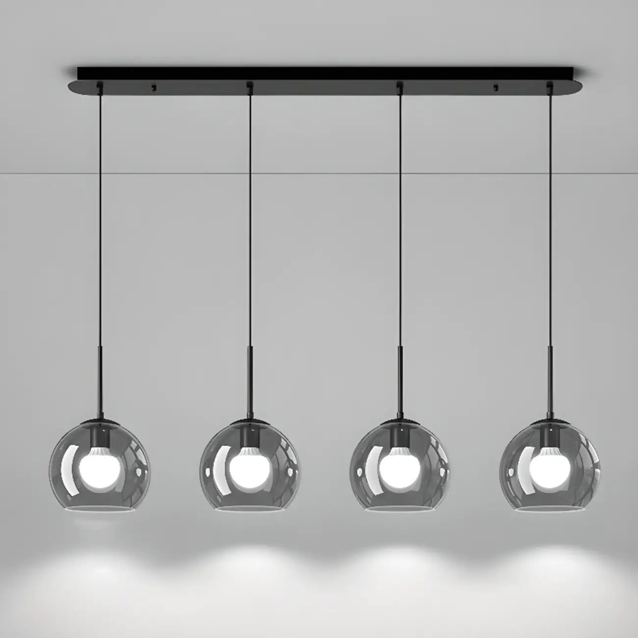 Suspension de cuisine moderne en verre à 3 lumières, hauteur réglable