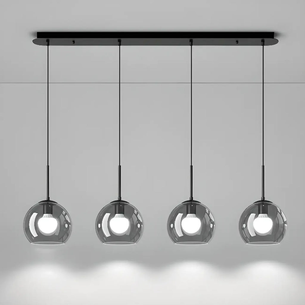 Suspension de cuisine moderne en verre à 3 lumières, hauteur réglable