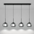 Suspension de cuisine moderne en verre à 3 lumières, hauteur réglable