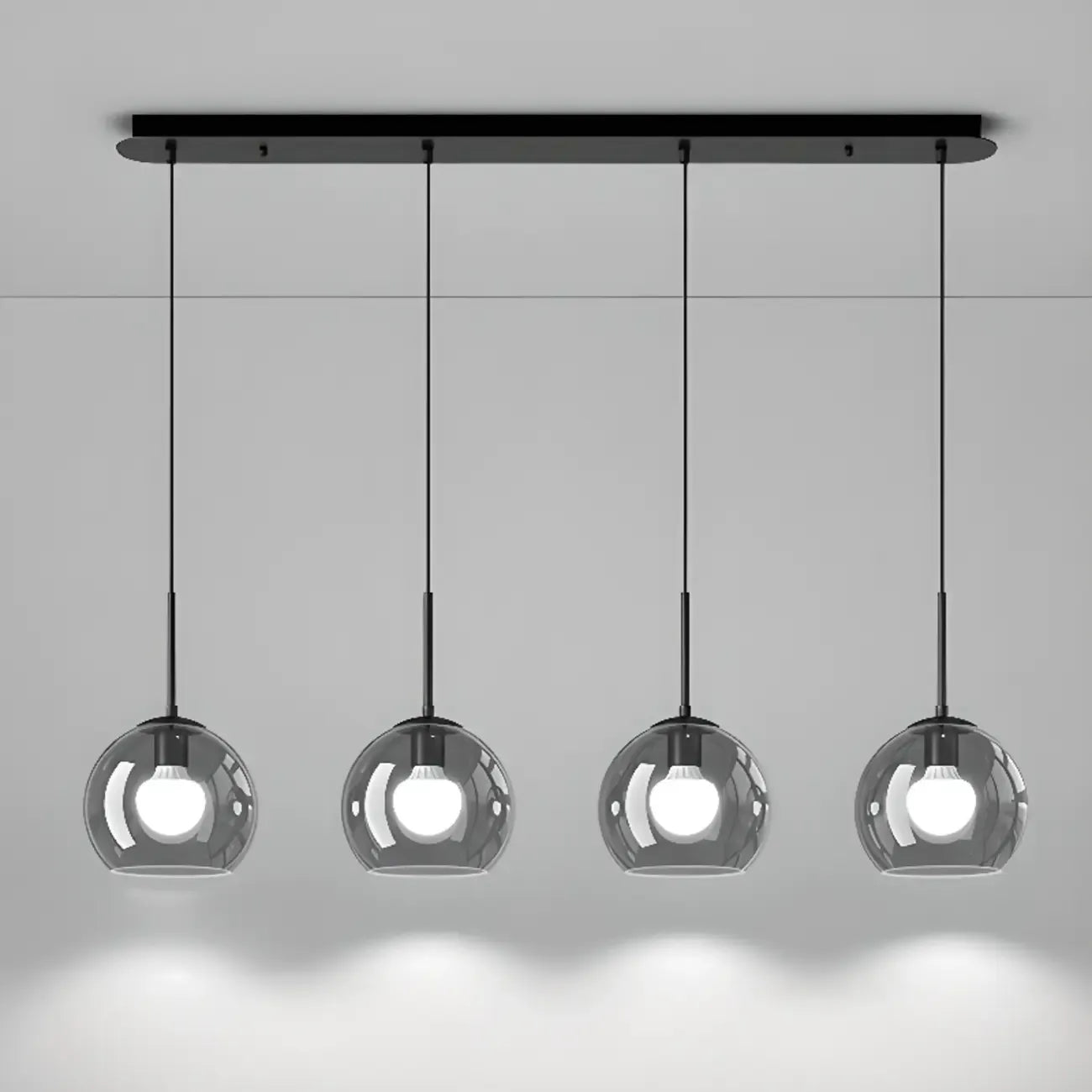 Suspension de cuisine moderne en verre à 3 lumières, hauteur réglable