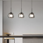 Suspension de cuisine moderne en verre à 3 lumières, hauteur réglable