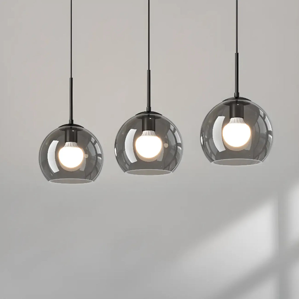 Suspension de cuisine moderne en verre à 3 lumières, hauteur réglable