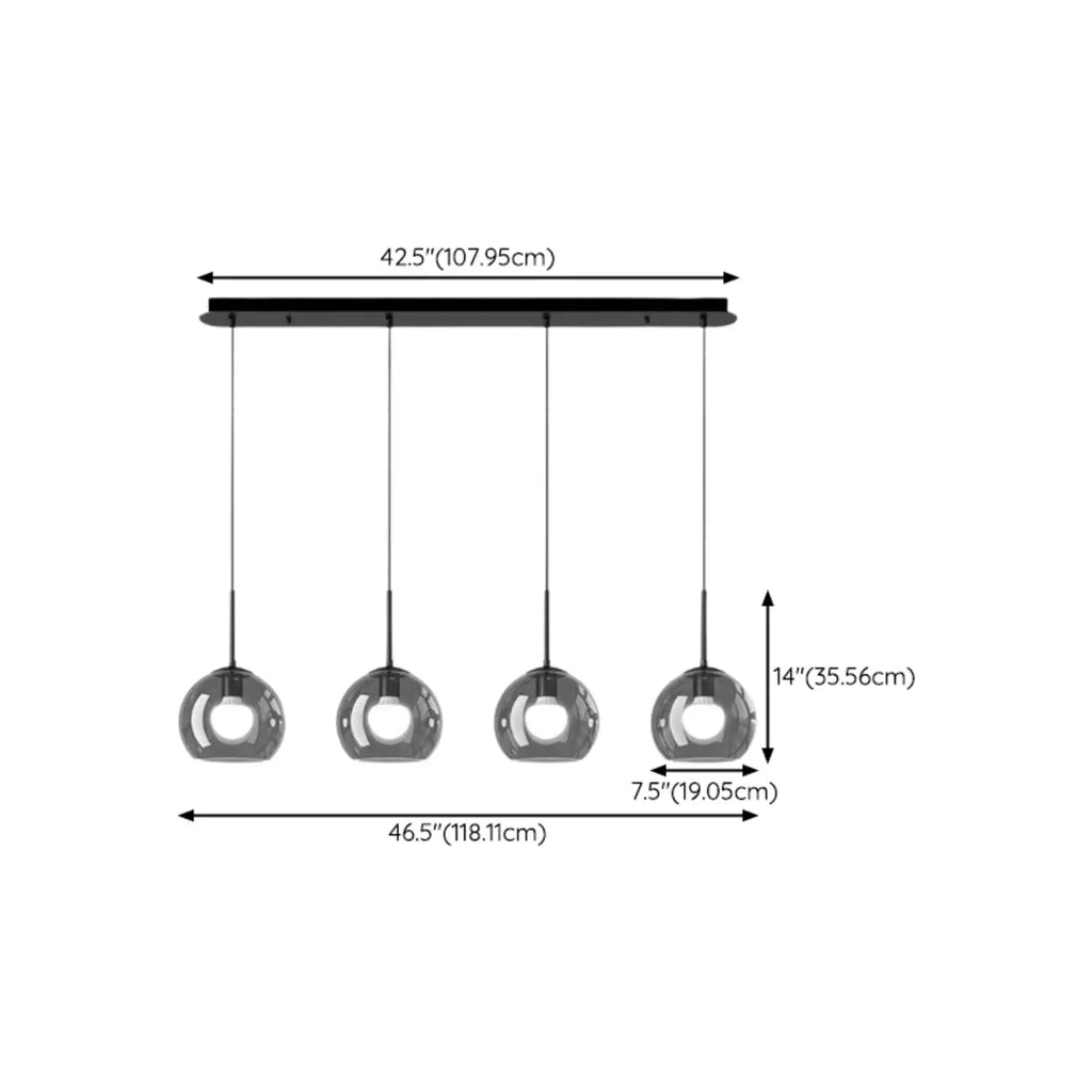 Suspension de cuisine moderne en verre à 3 lumières, hauteur réglable