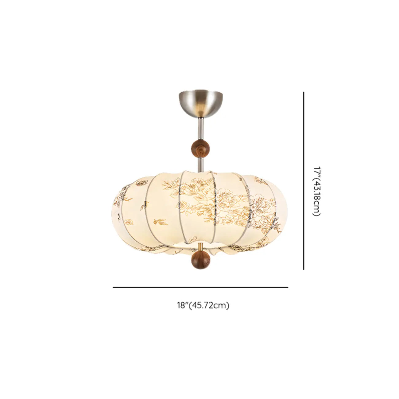 Suspension moderne en tissu blanc cassé avec 5 ampoules et LED