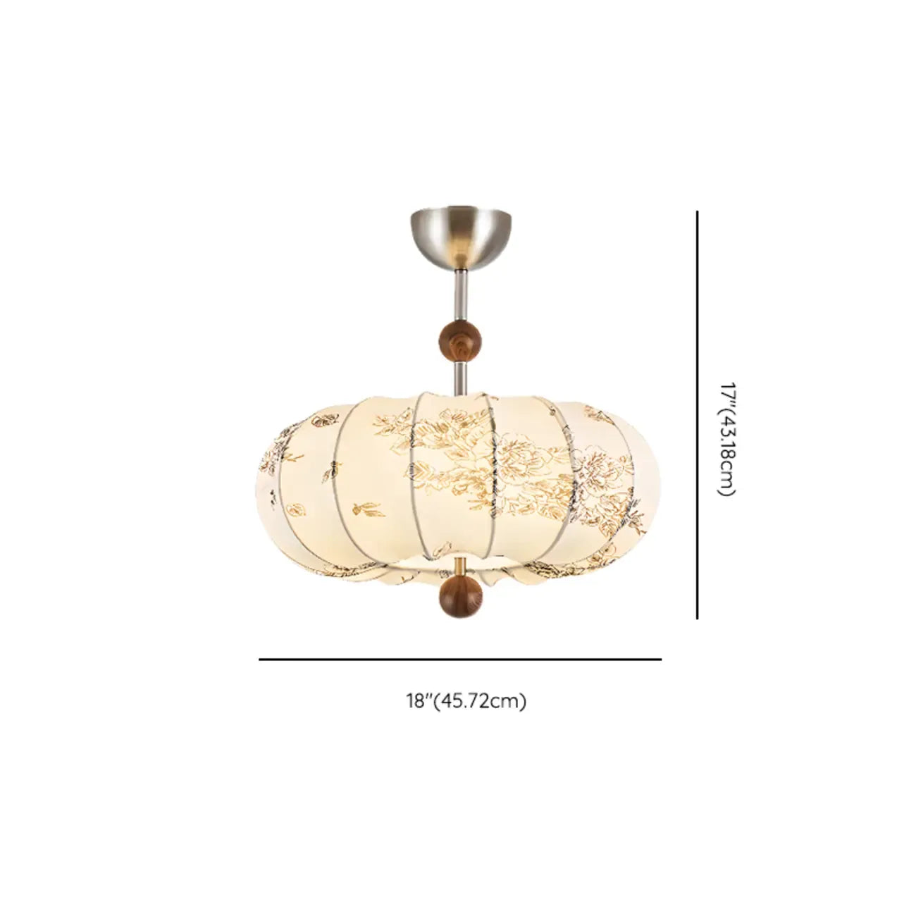 Suspension moderne en tissu blanc cassé avec 5 ampoules et LED