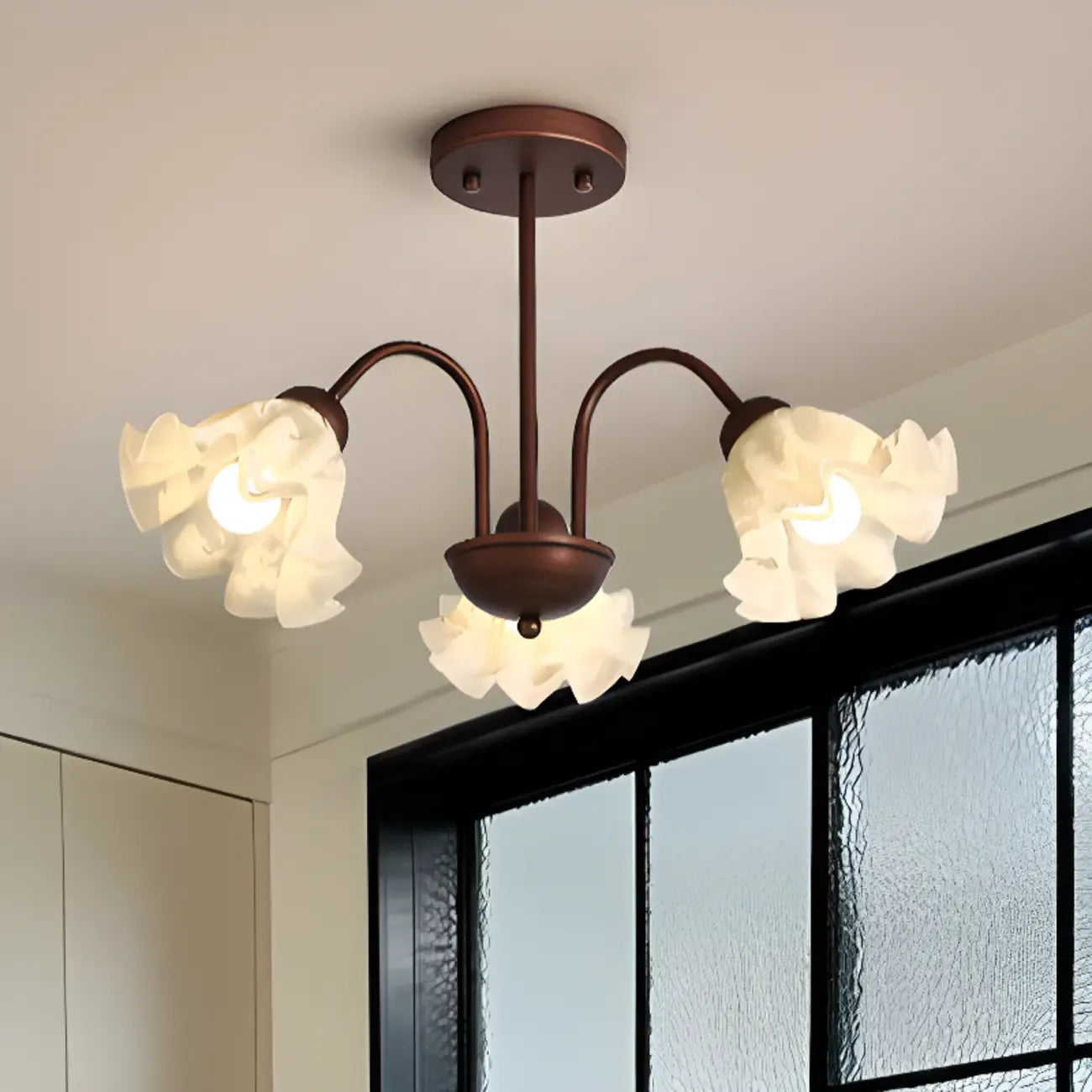 Lustre géométrique en verre à DEL 3/8 pour salle à manger