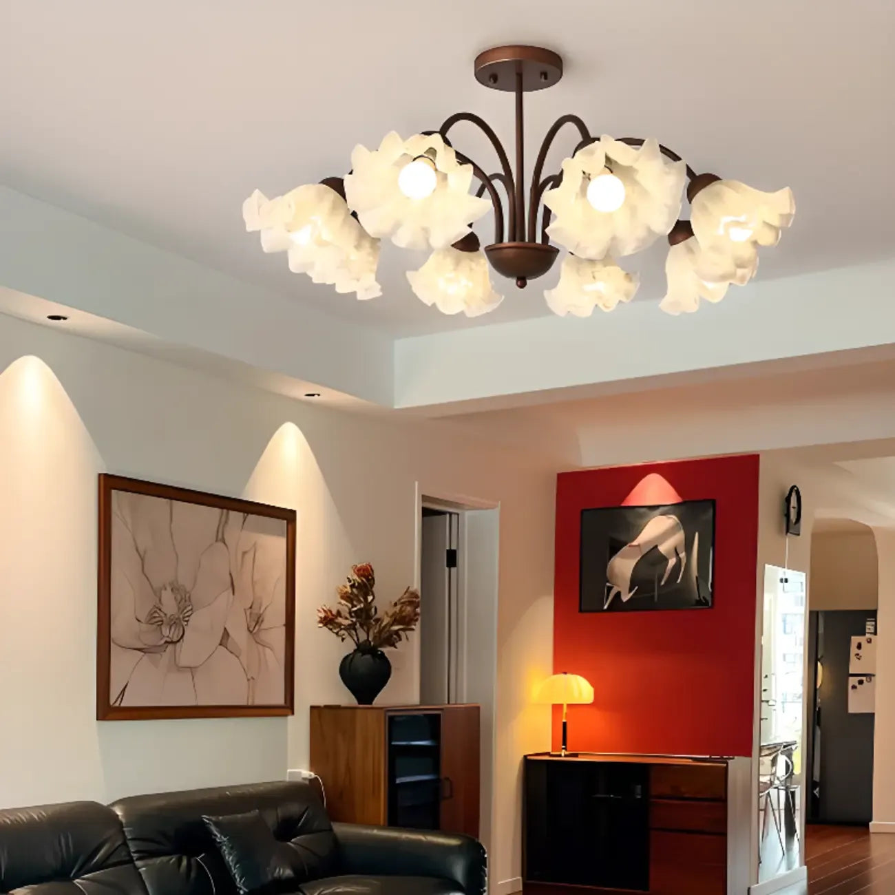 Lustre géométrique en verre à DEL 3/8 pour salle à manger