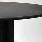 Table de salle à manger moderne ronde en bois noir avec piètement cylindrique