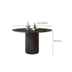 Table de salle à manger moderne ronde en bois noir avec piètement cylindrique