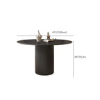 Table de salle à manger moderne ronde en bois noir avec piètement cylindrique