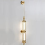 Applique murale cylindrique dorée avec 2 ampoules LED à lumière chaude