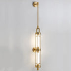 Applique murale cylindrique dorée avec 2 ampoules LED à lumière chaude