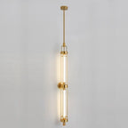 Applique murale cylindrique dorée avec 2 ampoules LED à lumière chaude
