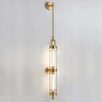 Applique murale cylindrique dorée avec 2 ampoules LED à lumière chaude
