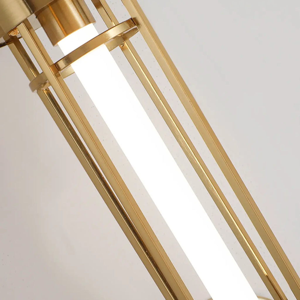 Applique murale cylindrique dorée avec 2 ampoules LED à lumière chaude