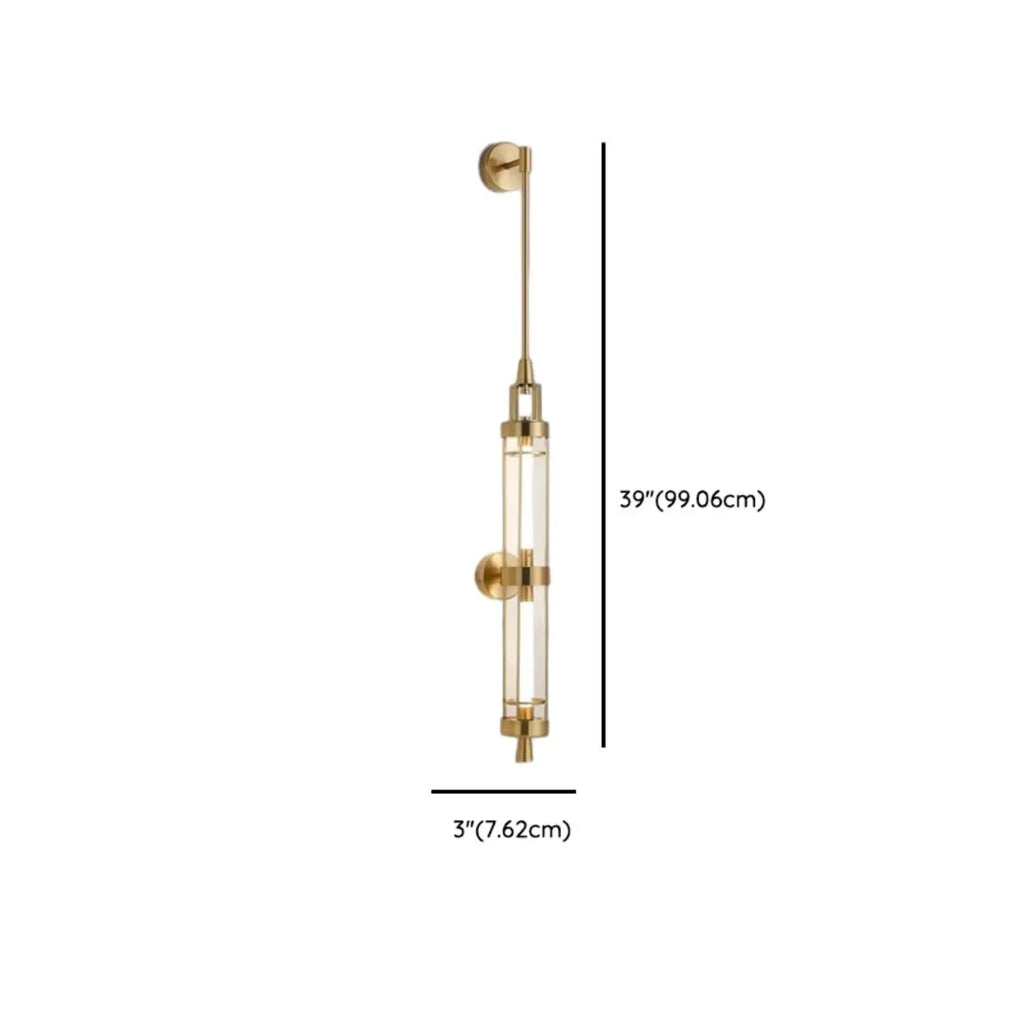 Applique murale cylindrique dorée avec 2 ampoules LED à lumière chaude
