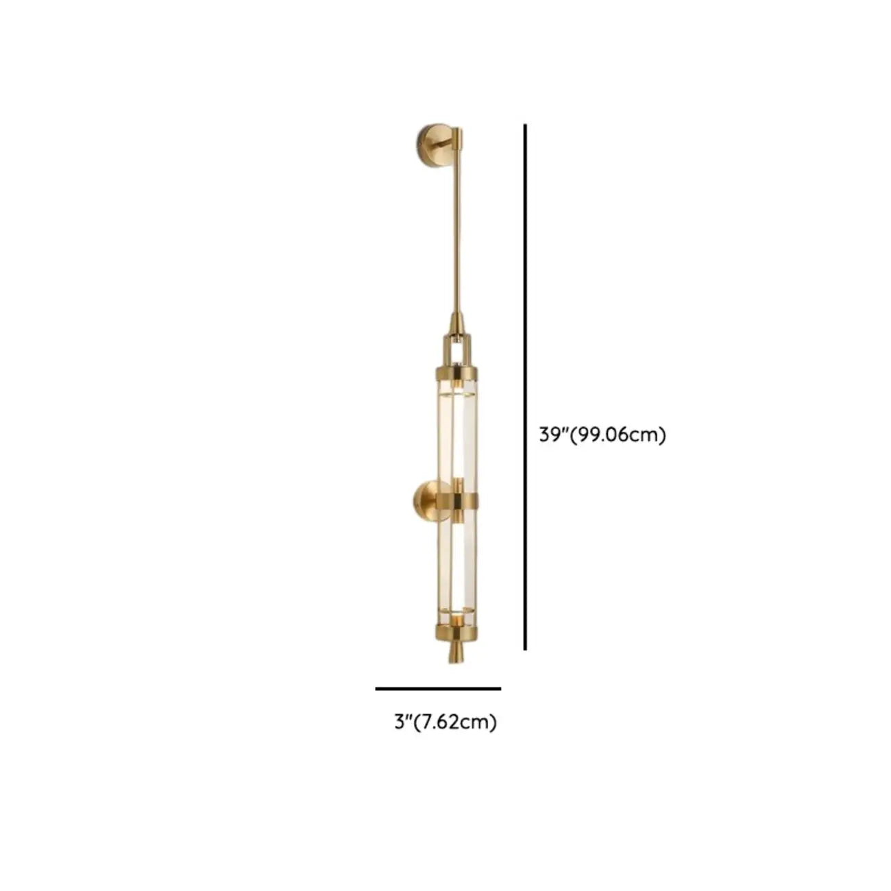 Applique murale cylindrique dorée avec 2 ampoules LED à lumière chaude