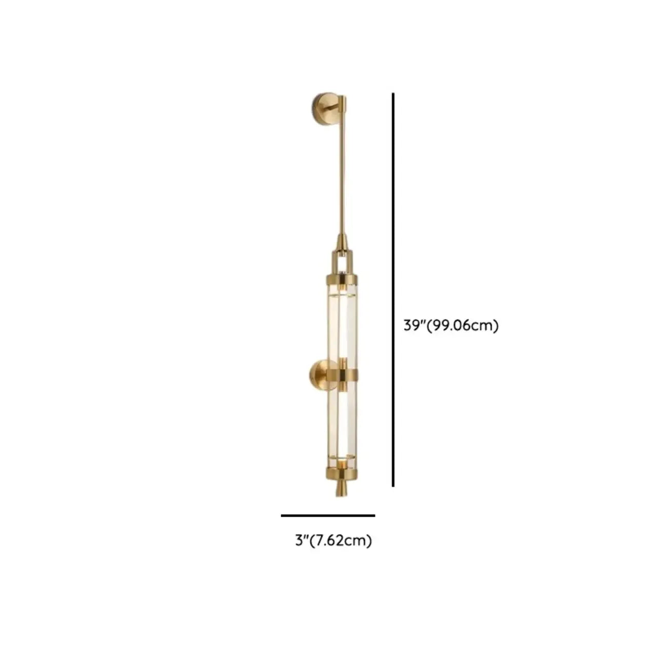 Applique murale cylindrique dorée avec 2 ampoules LED à lumière chaude