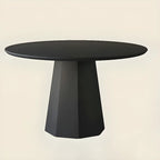 Table de salle à manger ronde moderne en bois noir