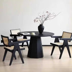 Table de salle à manger ronde moderne en bois noir