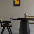 Table de salle à manger ronde moderne en bois noir