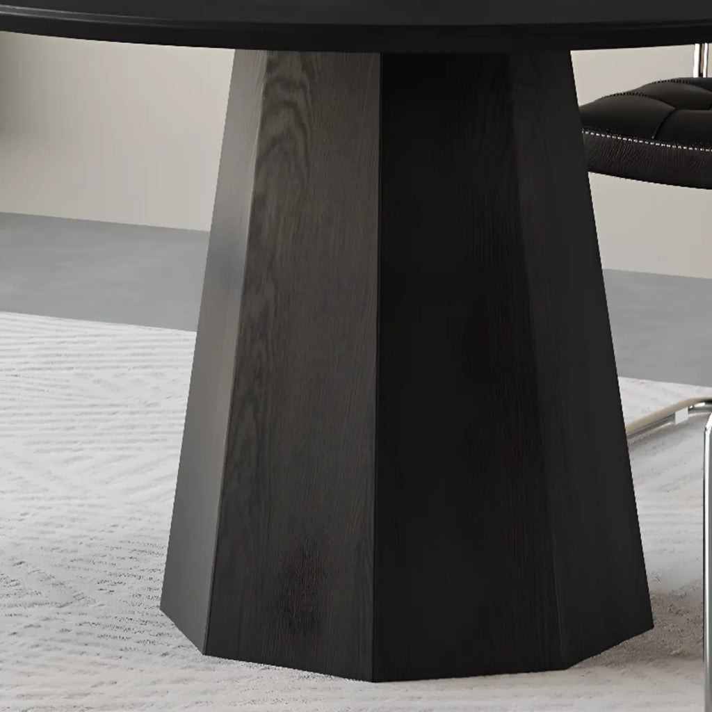 Table de salle à manger ronde moderne en bois noir