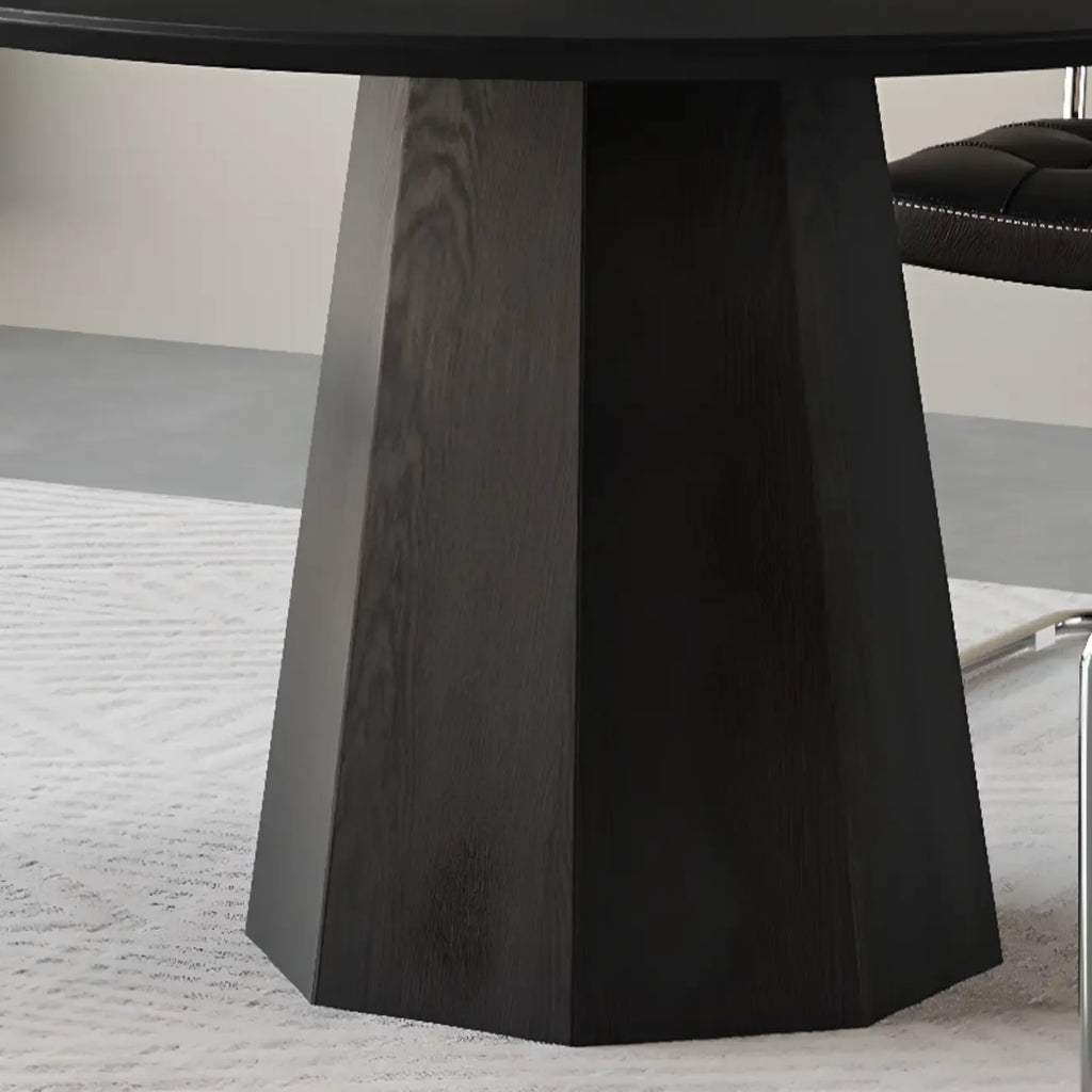 Table de salle à manger ronde moderne en bois noir