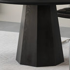 Table de salle à manger ronde moderne en bois noir