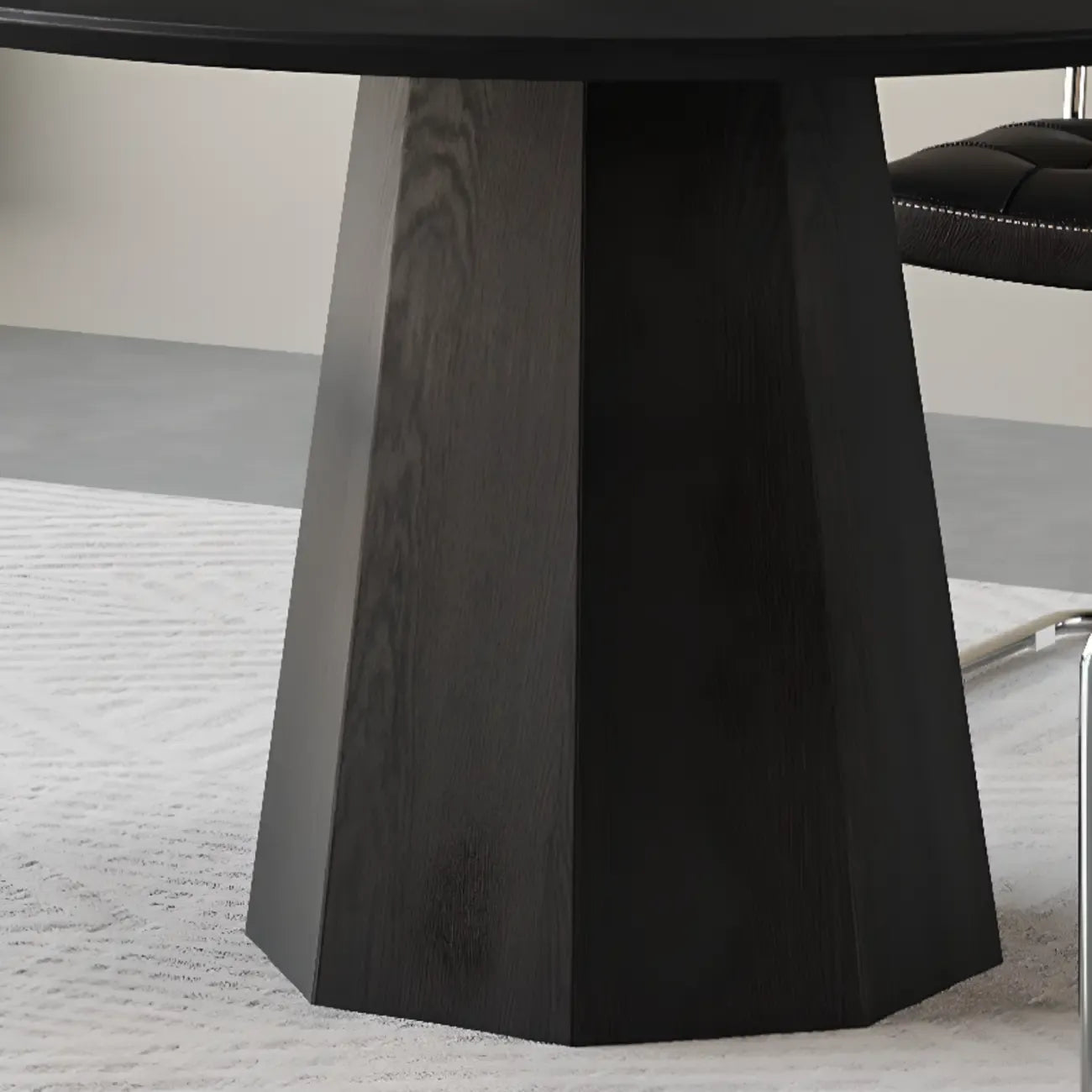 Table de salle à manger ronde moderne en bois noir
