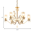 Lustre cylindrique en verre champagne avec pendentif en cristal