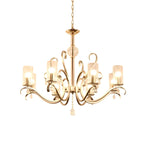 Lustre cylindrique en verre champagne avec pendentif en cristal