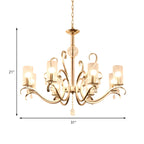 Lustre cylindrique en verre champagne avec pendentif en cristal