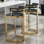 Tabouret de bar traîneau doré luxueux avec coussin en métal