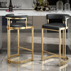Tabouret de bar traîneau doré luxueux avec coussin en métal