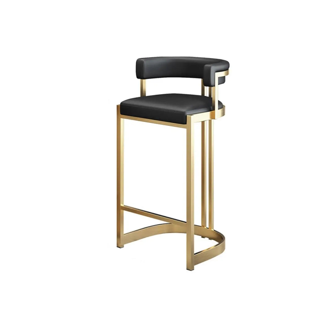 Tabouret de bar traîneau doré luxueux avec coussin en métal