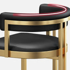 Tabouret de bar traîneau doré luxueux avec coussin en métal