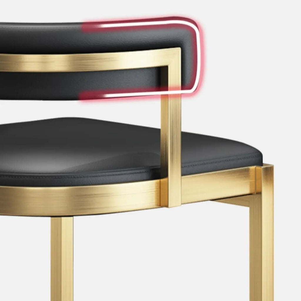 Tabouret de bar traîneau doré luxueux avec coussin en métal