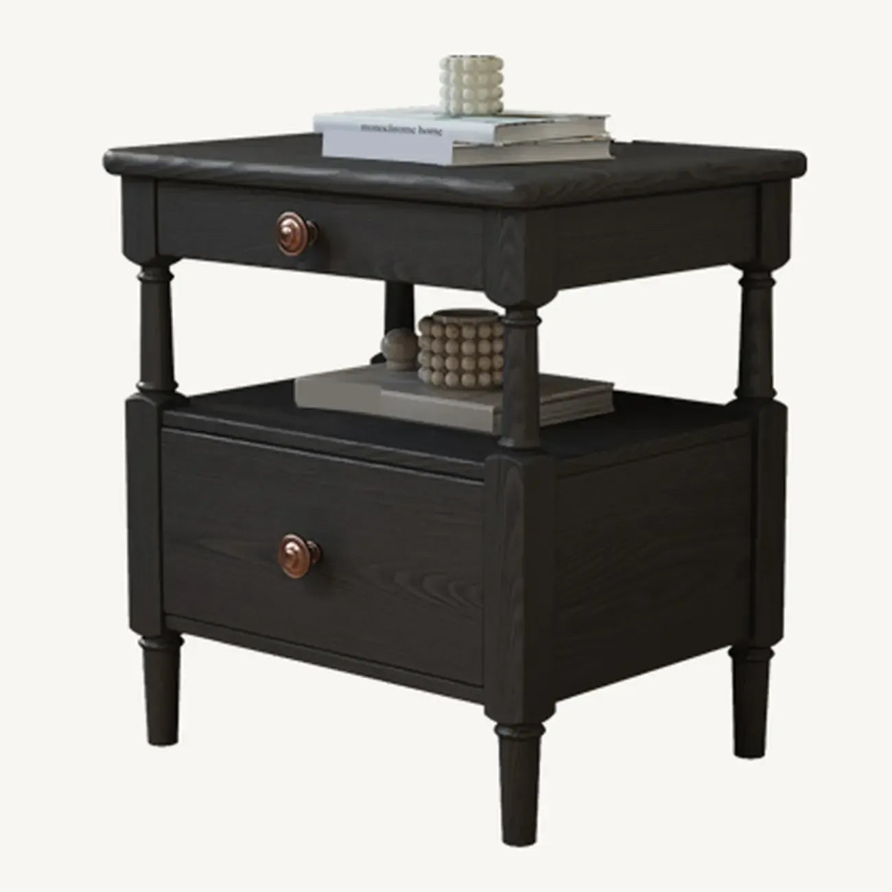 Table de chevet rectangulaire classique à 3 niveaux en bois noir