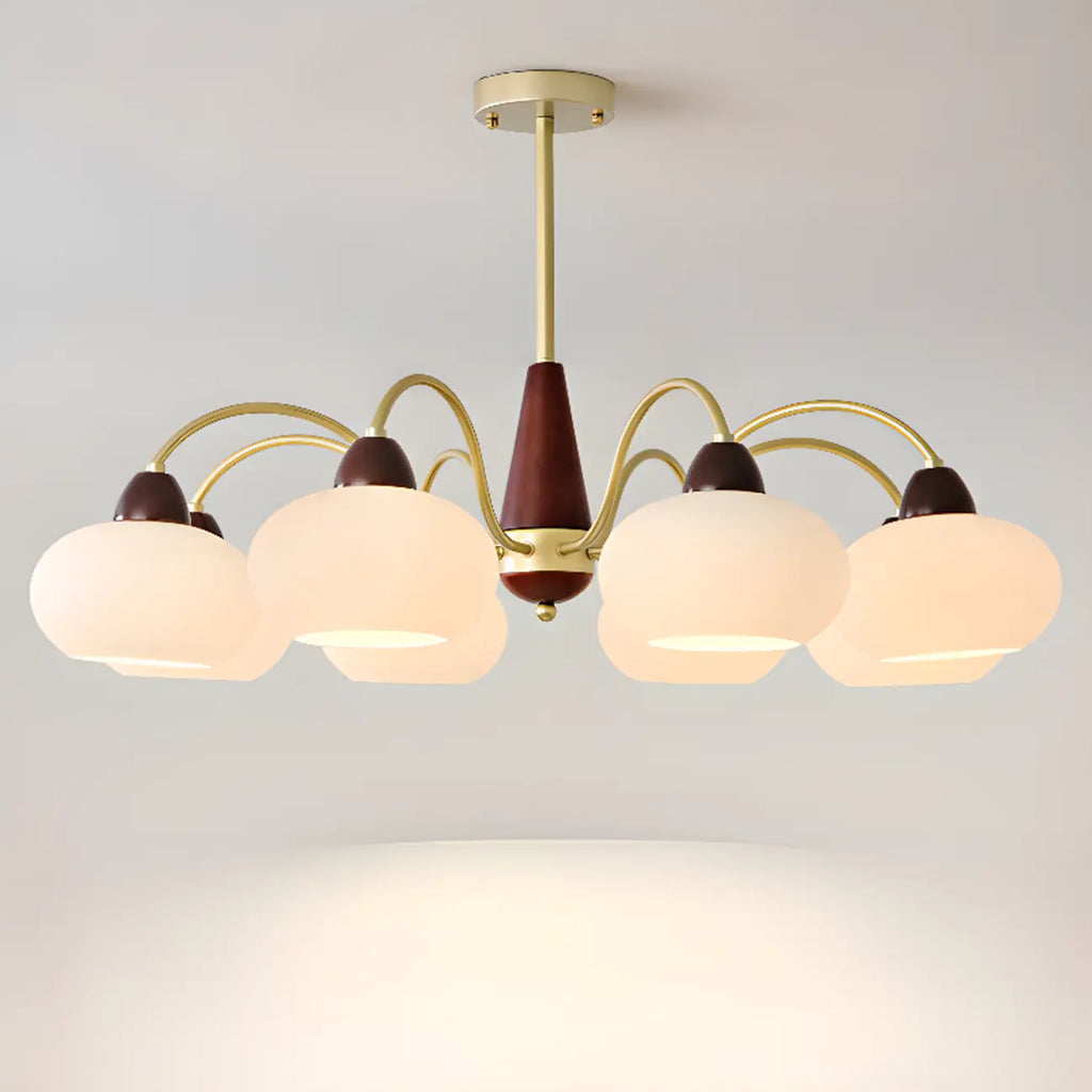 Lustre élégant classique avec abat-jour tambour en verre doré