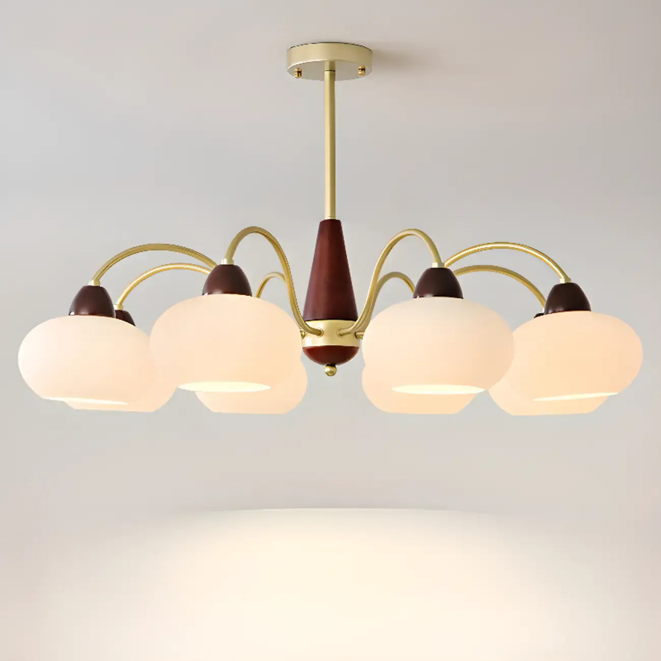 Lustre élégant classique avec abat-jour tambour en verre doré