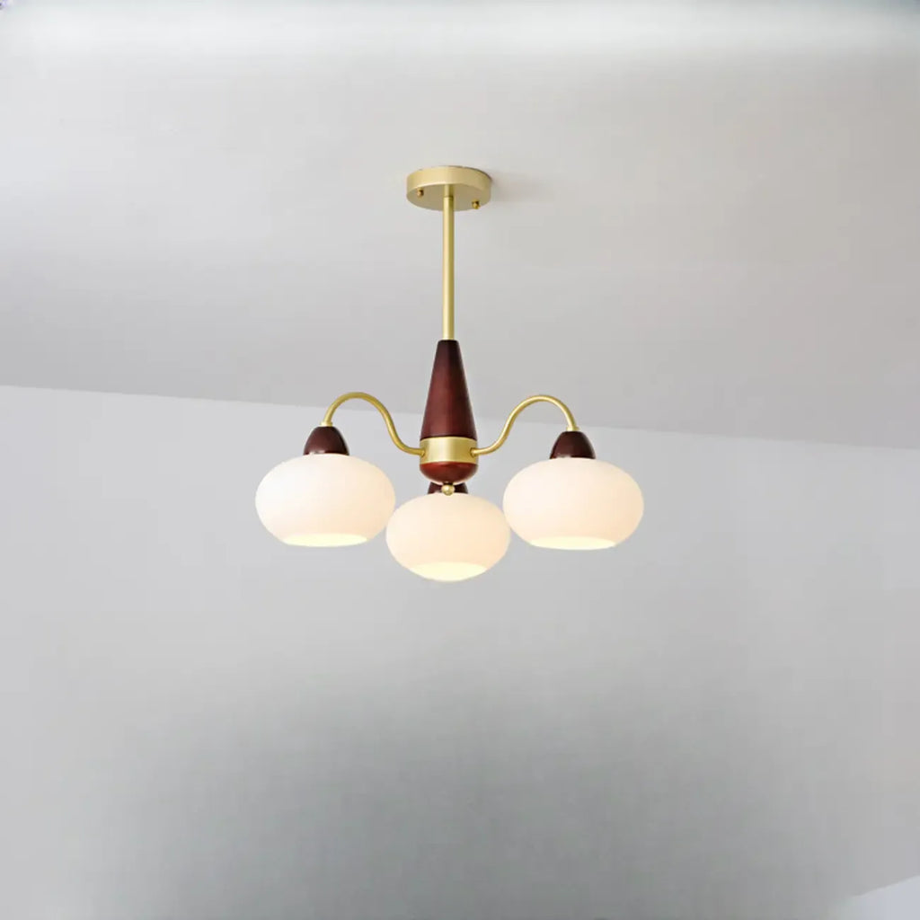 Lustre élégant classique avec abat-jour tambour en verre doré