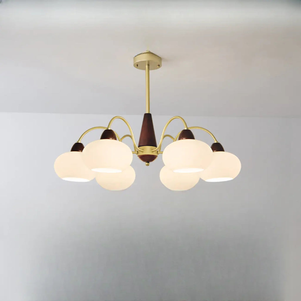 Lustre élégant classique avec abat-jour tambour en verre doré