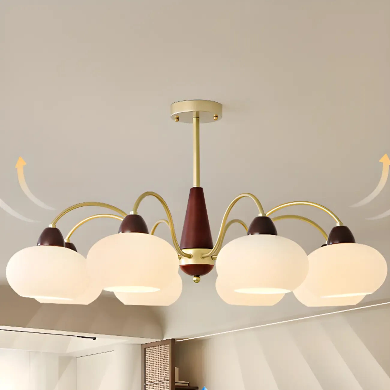 Lustre élégant classique avec abat-jour tambour en verre doré