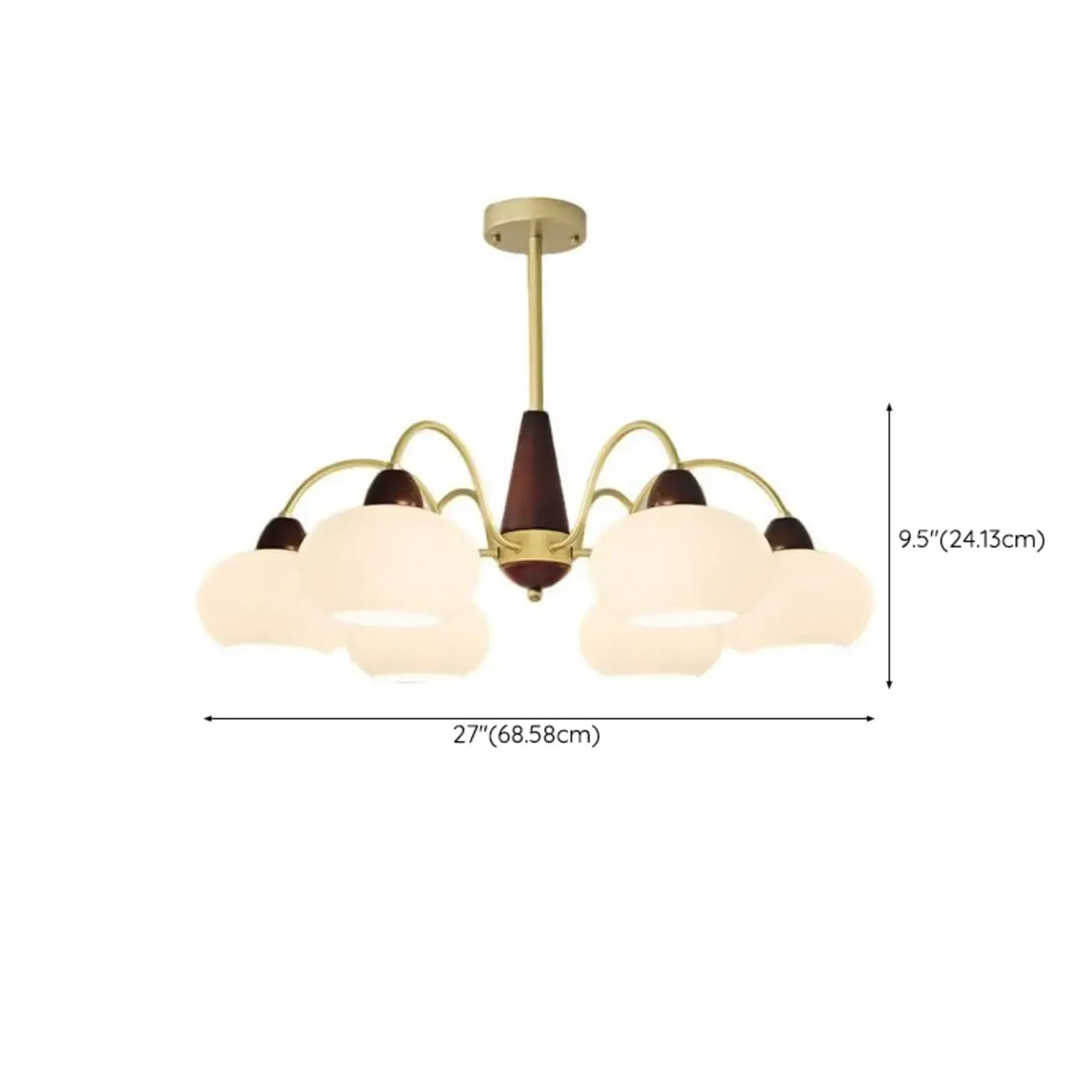 Lustre élégant classique avec abat-jour tambour en verre doré