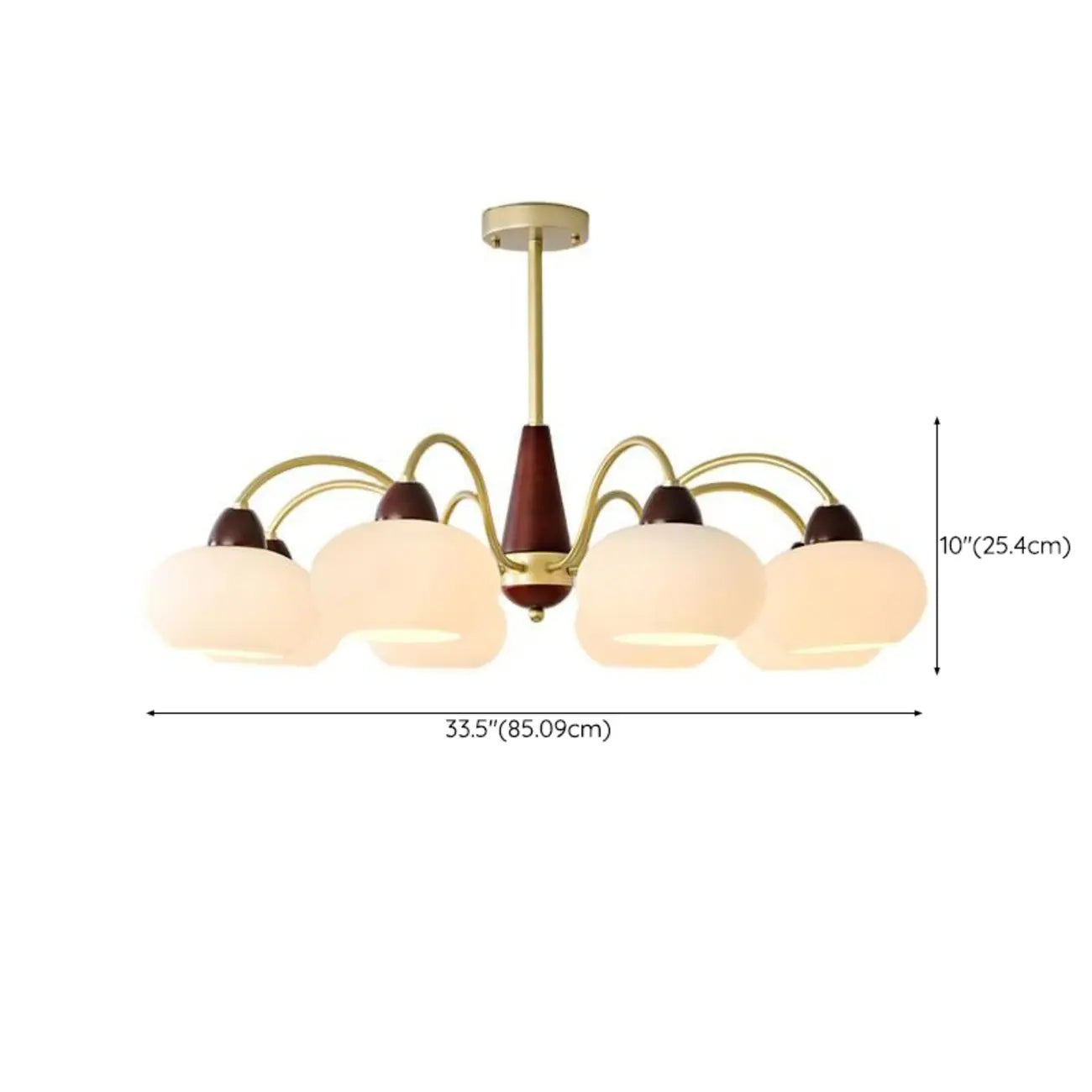 Lustre élégant classique avec abat-jour tambour en verre doré