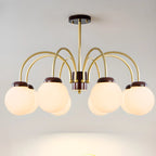 Lampadario classico a sfera in vetro bianco e oro