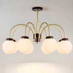 Lampadario classico a sfera in vetro bianco e oro